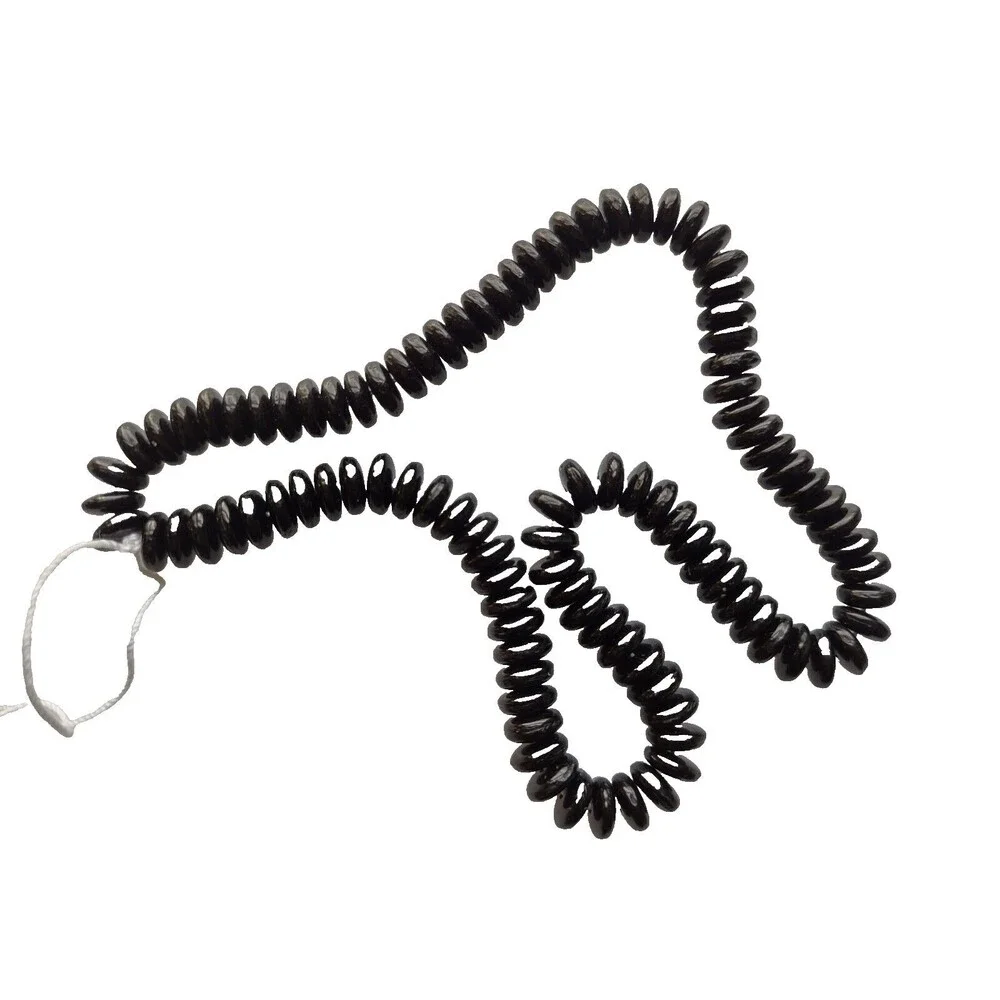 (100) Vintage Jet Black Round Wafer Shape Czech Beads Jewelry Crafts NOS 6mm